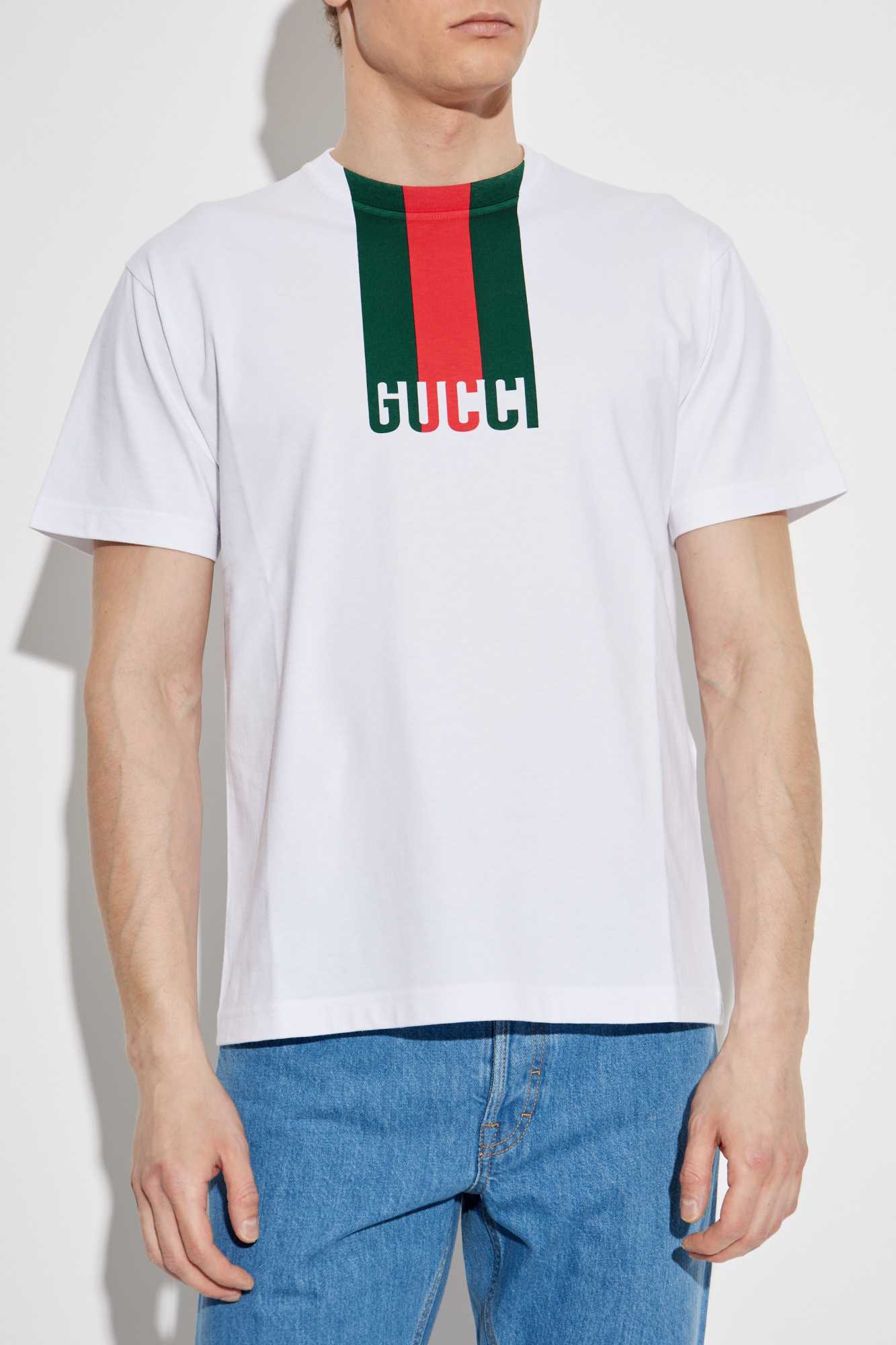 White T-shirt with logo Gucci - Vitkac GB White T-shirt with logo Gucci - Vitkac GB